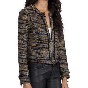 Greylin Tweed Fringe Blazer Moto Jacket